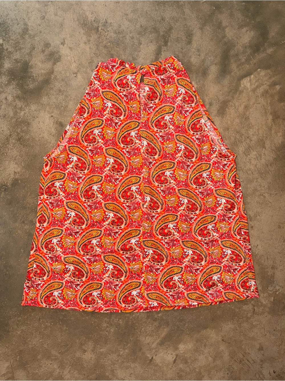 MELLODAY Red Paisley High Neck Sleeveless Blouse Tank Top M - Picture 3 of 12
